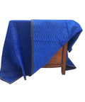 Four Pack Heavy Duty Moving Blankets For Furniture Protection Quilted Padding 72 By 80 Inches Blue Draped Over Furniture