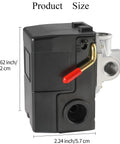 Side view of Pressure Switch For Air Compressors Replacement Parts Four Port Universal Pump Control Valve Twenty Amp 95 To 125 PSI Range LF10 4H Compatible Unloader Valve Connection One Quarter Inch NPT Female Fittings Plug And Play Install