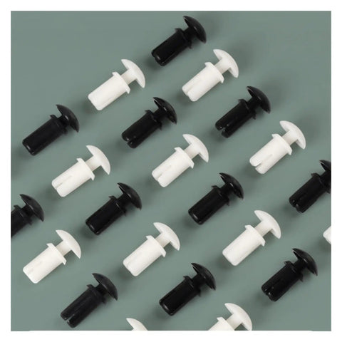 Nylon Expansion Rivet Nut Clips For Motherboard And Pcb Mounting Heavy Duty Push Type Spacers Black 100 Pack against a green background.