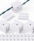Badass 50 Pack Of Spt-1 Vampire Plugs For Christmas Light Wire Connectors And Diy Splice Cords Indoors Or Outdoors Powers Up String Lights With Zero Hassle In Bright White image showcasing various vampire plugs and connectors.