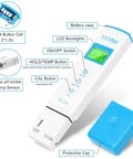All in One pH and TDS EC Meter for Hydroponics With Temp ATC 2nd Gen Water Quality Tester Horizontal Display close-up with features labeled