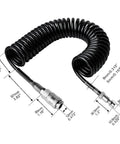 Flexible Coiled Air Hose With Fast Plug N Play Connector For Car Motorcycle Tire Inflation Pump Lightweight Pu Steel Tube Anti Kink 16 Feet Heavy Duty No More Tangles Air Compressor Extension Garage Workshop Smooth Ride Tool Mechanics Crew, coiled hose with fittings