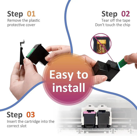 Installation steps for HP 61 Ink Cartridges Combo Pack Black And Tri Color For Envy 4500 4502 DeskJet 2512 1512 printers