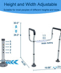 Height and width adjustable Sturdy As Nails Aluminum Toilet Safety Handle Kick Butt On Slips Protects Your Elders Rust Proof Grab Bar