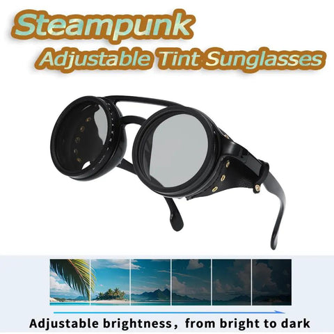 Badass Adjustable Tint Polarized Sunglasses With Detachable Leather Side Shields For Men Anti Glare Wraparound Eyewear Day To Night Vision Outdoor Sports Adventure Gear