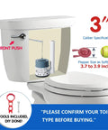 3-inch toilet tank repair kit showing components inside a toilet tank, used for stopping leaks and noise.