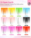 Airbrush Gel Nail Polish Set With 12 Vitality Colors Hema Free Dilution Free Non Acetone Formula Fine Mist For Easy Spray French And Ombre Nail Art Odorless Safe Nail Kit For Salon Or At Home color chart with vibrant variations