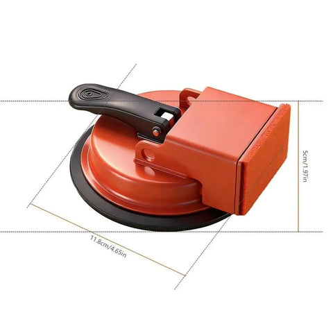 Close-up of strong suction cup tool with black handle, 4.65in diameter for seamless joint fixing. Grab These 2pcs Floor Gap Repair Tools With Strong Suction Cups To Fix Seamless Joints On Laminate Vinyl Planks Fast And Easy For Any Diy Renovation Project Today.