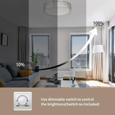 Living room showing dimmable feature of 2 Pack 12 Inch LED Flush Mount Ceiling Lights, Dimmable 15W Warm White 3000K, Brushed Nickel Finish