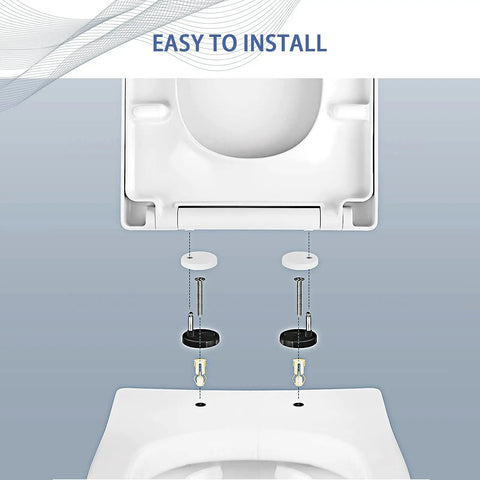 Installation process of Heavy Duty White Soft Close Toilet Seat With Killer Urea Resin Build Quick Release Hinges.