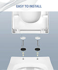 Installation guide for Heavy Duty White Soft Close Toilet Seat Quick Release Hinge Universal Square Fit with fittings.