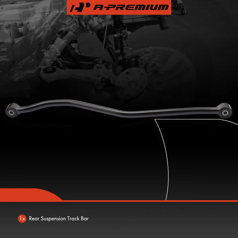 Rear Suspension Track Bar Panhard Rod for Jeep ZJ Grand Cherokee 1993 1998 and Grand Wagoneer 1993, Heavy Duty Steel, Powder Coat Finish, No Grease Fittings, Prepped for Easy Install, Direct Replacement Part close-up black steel track bar with bushings
