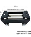 Four Roller Fairlead For Ford Bronco Base 2021-2026 Winch Accessory Heavy Duty Steel Cable Guide Supports 2000Lb To 12000Lb Winches UTV ATV Durable 20Lb Steel Rollers Mount Included, black steel fairlead with 126mm width and 110mm hole spacing