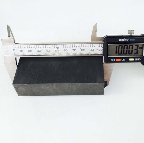 High Purity Graphite Ingot Block For EDM And Milling Surface, 100mm X 50mm X 25mm, 99.9% Purity, Tight 0-0.05mm Tolerance, caliper measurement