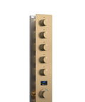 Five Function Shower Mixing Valve In Brushed Gold With Digital Temperature Display, Pressure Balanced Anti-Scald Valve For Safe, Drama-Free Family Showers, Easy Install, Modern Bath Upgrade, front view