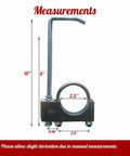 Heavy Duty 2.5 Inch Exhaust Hanger Clamp On Universal Fit For Cars And Trucks, No Weld Install, showing dimensions