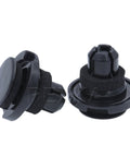 Rexka rocker moulding push-type retainer with sealer, black plastic, for Subaru; two pieces shown