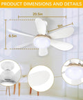 20 Inch Socket Ceiling Fan With Remote 40W LED Light E26 E27 Screw In Dimmable 1200 Lumens Three Color Temps Installed
