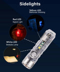 Rechargeable USB C EDC Flashlight Keychain Mini Light 650 Lumens Ultra Bright Compact Pocket Torch with Red White UV Sidelights