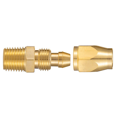 All Brass Four Piece Reusable Fittings Set For Quarter Inch ID Hose And Quarter Inch NPT Rigid Barbed To NPT Connectors, brass fittings