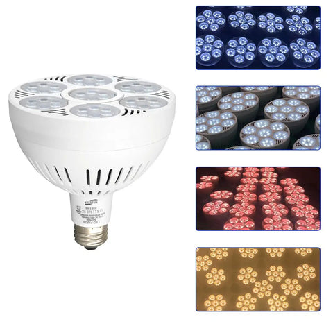 PAR38 LED Spotlight Bulb 10000K Cool White 45 Degree Beam, High Lumen Output image with various lighting effects