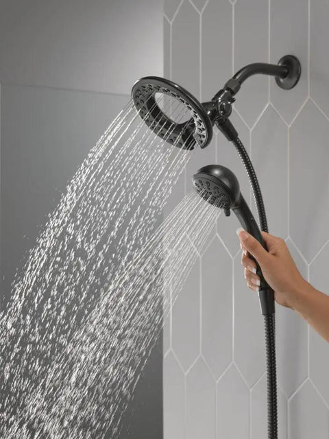 4-Setting In2ition 2-in-1 Dual Shower Head With Handheld Spray, Matte Black Detachable Shower Head And Hose, 1.75 GPM Flow