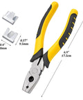 Yellow and black pliers with metal clips from 900 Piece Wire Cage Clips Kit With 1 Snap Plier For Chicken Coops And Pet Cages Hog Ring Pliers Set For Dogs Cats Birds Easy To Install No Fuss Clamp Fastening In Home Barn Or Farm Use