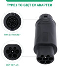Premium Grade Type One To Gbt Ev Charging Adapter Sae J1772 To China Standard Connector 32A 7.2Kw showing Type 1 EV socket and GB/T EV plug.