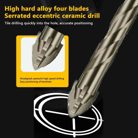 Amazon 5-piece drill bit set with four-tooth eccentric bits; hex shank, short dry drill bits; sizes 6,6,8,10,12 mm