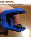 Close-up of blue clamp from 4 Piece Fluid Line Stopper Kit for Automotive Repair Durable Stop Clamp Set Fits Brake, Fuel, AC Lines.