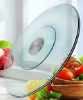 360 Degree Silent Spinner Glass Lazy Susan For Tabletop with clear tempered glass turntable serving tray, smooth bidirectional rotate