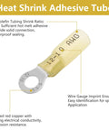 Heat shrink insulated ring terminal for 12-10 AWG wire, yellow, marine-grade automotive/audio use