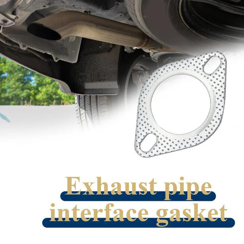 WINUERK 2-pack 3-inch exhaust flange gasket, perforated metal, 2-bolt, car exhaust replacement