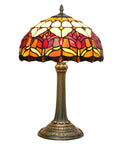 Red Tulip Tiffany Style Stained Glass Table Lamp with a 12 inch lampshade featuring a vibrant tulip pattern on a detailed base.