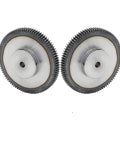 Two 1M 120T Spur Gears For Precision Transmission, beefy low carbon steel motor gears, 8 10 or 12mm bore, 120 teeth, side view