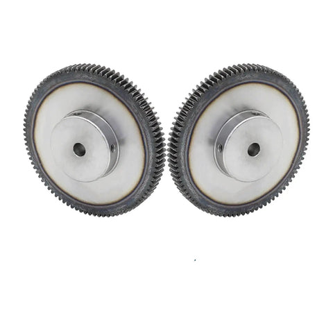 Two 1M 120T Spur Gears For Precision Transmission, beefy low carbon steel motor gears, 8 10 or 12mm bore, 120 teeth, side view