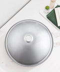 Slick Gold Polish 304 Stainless Steel Round Vessel Sink Built Different Undercounter Basin Scratch Resistant Single Bowl Lavatory from above.