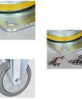Heavy Duty Furniture Castors Featuring Quiet Gray Rubber Wheels Smooth Rolling Swivel Plate and double ball bearings close-up.