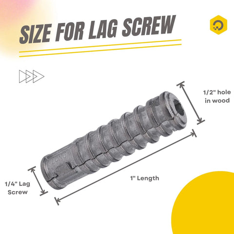 Quarter Inch By One Inch Lag Shield Expansion Anchors 30 Pieces Zinc Alloy Concrete And Masonry Anchors With Easy Installation And Superior Retention Strength Corrosion Resistant And Durable Fasteners For Strong Long Lasting Mounts