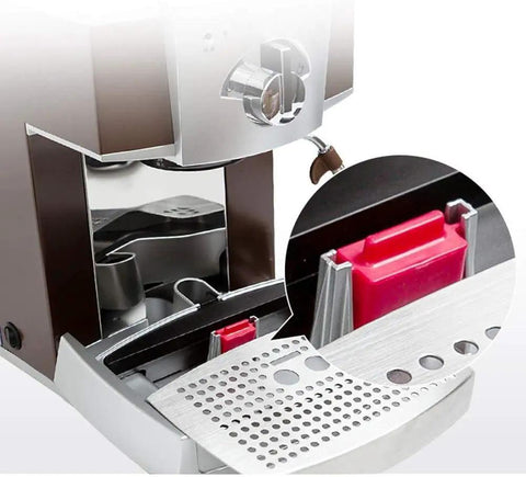 Barista Grade Semi Automatic Espresso Machine For Home Or Office With 15 Bar Pump and detachable drip tray close-up view