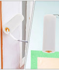 Two images of Ten Pack Replacement Paint Roller Covers With Ultra Soft Low Density Foam Sponge Sleeves in use on walls.
