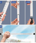 Installation steps for Heavy Duty Adjustable Window And Sliding Door Security Bar Anti Lift Safe For Children Indoor Use, Portable Iron Construction With 10.5 To 16.5 Inch Or 15.5 To 26.75 Inch Adjustable Range, Easy Install Travel Security Jammer.