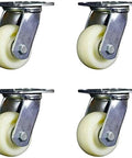 Bulletproof Four Pack Swivel Casters Heavy Duty Wheel Set With Floor Friendly Smooth Rolling Thickened Nylon Wheels for carts.