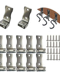 Solid Heavy Duty Stainless Steel Sofa Spring Clips And Couch Repair Kit 12 Piece Pack With Quiet Pvc Gaskets assembled with screws.