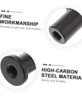 Close-up of black spacer from 5 Pcs Black Sliding Barn Door Track Spacers Replacement Hardware Kit For Wall Rail Connection
