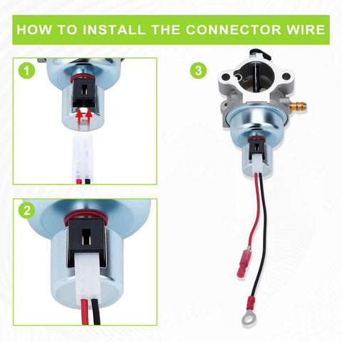 SV600 20 HP Carburetor Replacement Kit connection guide for Kohler engines, showing wire installation process step by step