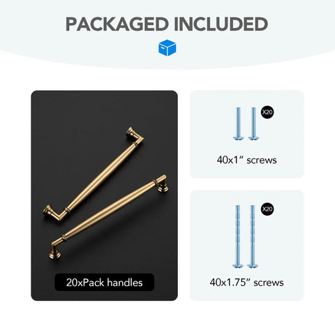 Slick 20 Pack Seven And A Half Inch Champagne Bronze Cabinet Handles Zinc Alloy Pulls with screws included