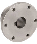 Rock Solid 16MM Top Shelf Stainless Steel Flange Shaft Coupling For RC Cars And Drones detail view showing flange and mounting holes.