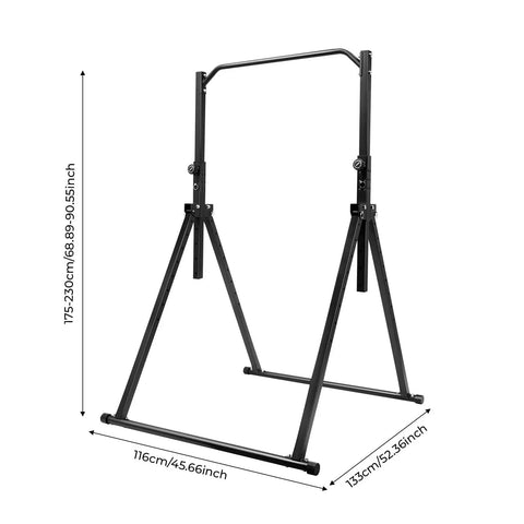Adjustable Pull Up Station Bar For Home Gym 5.7Ft-7.5Ft Height, Carbon Steel Frame, Heavy Duty Calisthenics Rig, Black Finish