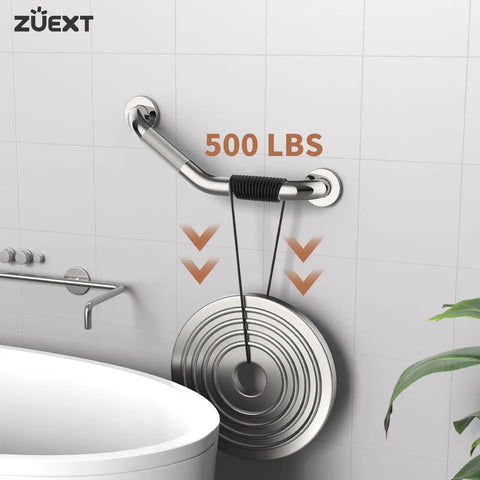 Rock Solid 16 Inch Angled Bathroom Shower Grab Bars Two Pack Heavy Duty Stainless Steel Wall Mount Safety Handrails with 500 lbs support
